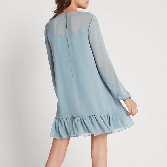 🌸 BCBG drop waist ruffle blouson dress in Cloudy Haze - Picture 6 of 11